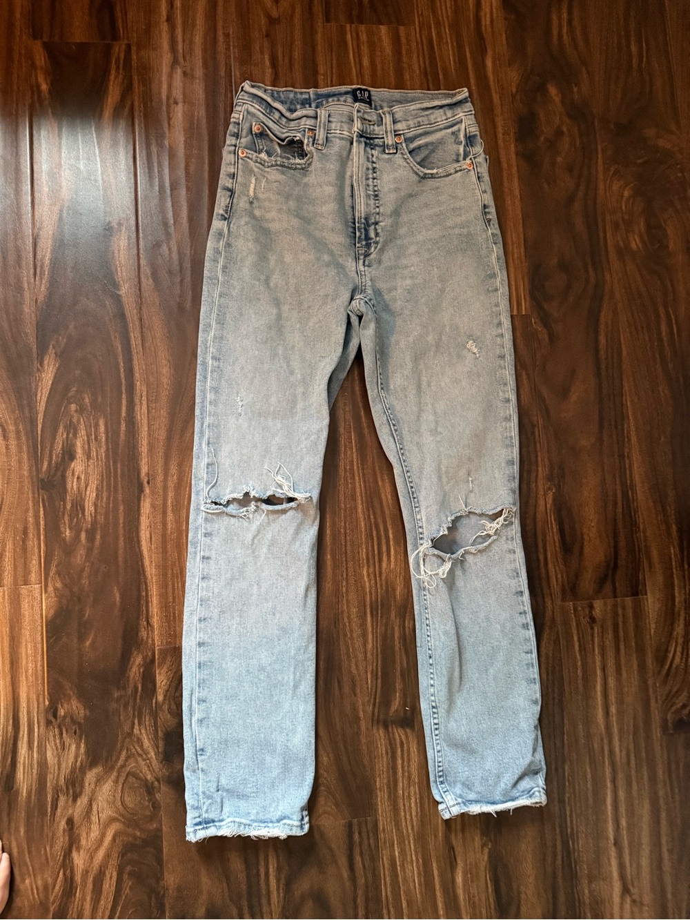 GAP Light Blue Straight Leg Distressed Jeans